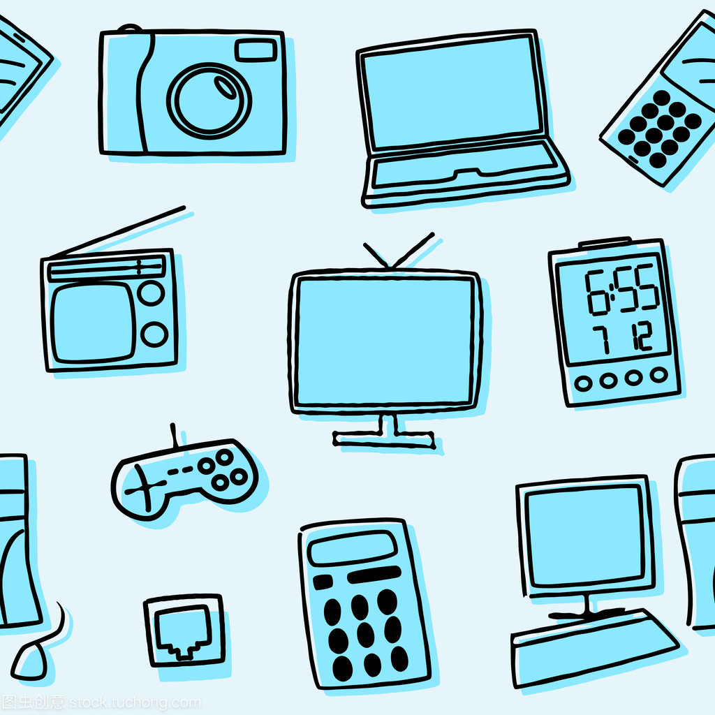 无缝连接，尽显格调 蓝色系家用电子产品与矢量美学